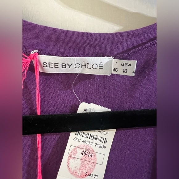 NWT See By Chloe Purple Mixed Media Pleated Dress US 10 - Picture 8 of 12